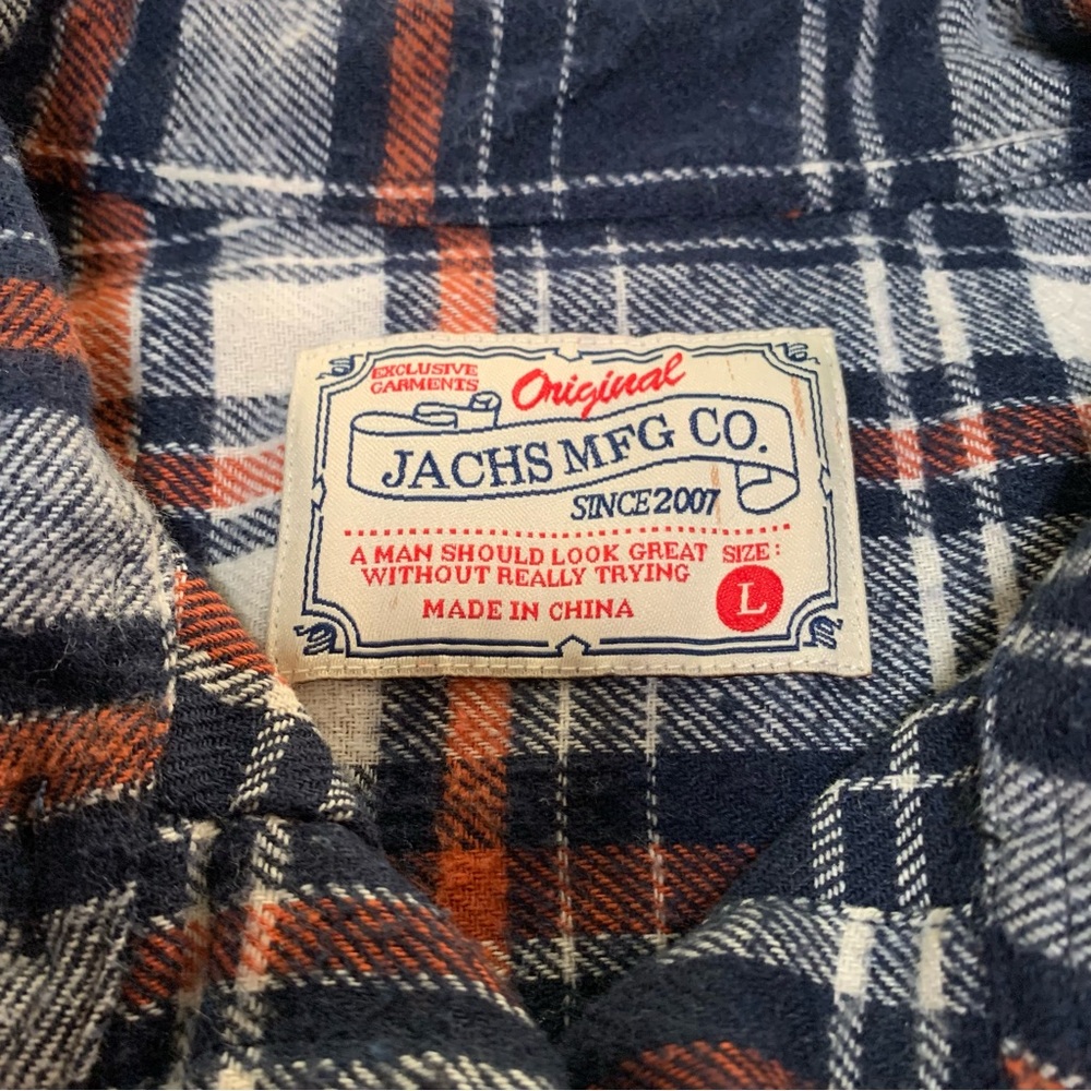 JACHS MFG CO. Flannel Plaid Shirt Long Sleeve Size Large - Picture 10 of 12
